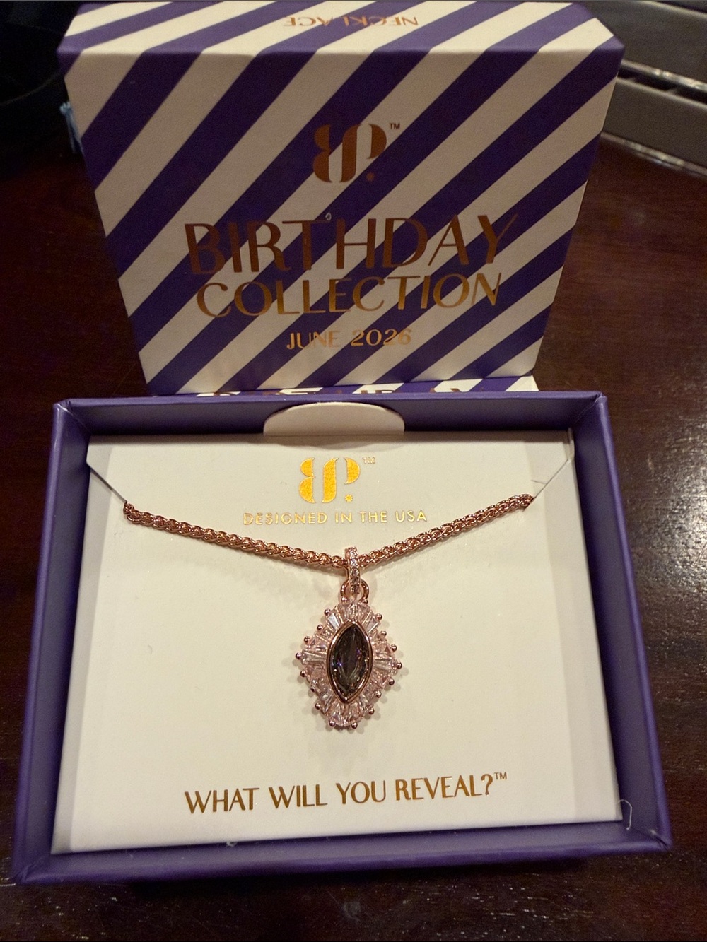 June Rose Gold and Alexandrite Pendant Necklace: Mirrored Beauty